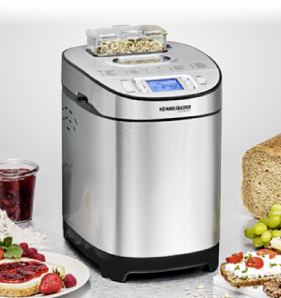  ROMMELSBACHER BA 550 Brotbackautomat (Edelstahl, 2 Liter Brotbackform, 13 Programme, Zutatenfach, LCD-Display, Warmhaltefunktion)