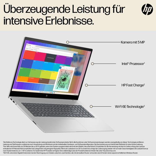 HP ENVY 17-cw0606ng Intel® Core™ i7 i7-13700H Laptop 43,9 cm (17.3") Full HD 16 GB DDR4-SDRAM 1 TB SSD Wi-Fi 6E (802.11ax) Windows 11 Home Silber
