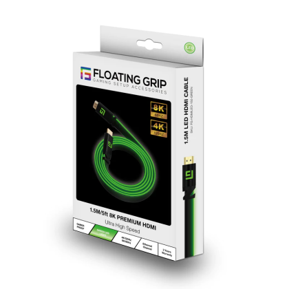 Floating Grip LED HDMI-Kabel 2.1, 1,5 m, High Speed, 8K/60Hz, Grün