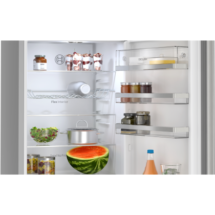 BOSCH KGN39EIAF Kühl-Gefrier-Kombination (Freistehend, EEK A, 363 l Nutzinhalt, Display, Total No Frost, 3 Gefrierschubladen, 60 cm Breite, 203 cm Höhe, Gebürsteter Stahl)