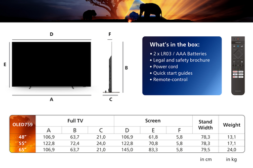 Philips 48OLED759 4K Ambilight OLED TV (48 Zoll (121 cm), 4K UHD, HDR, Smart TV, Sprachsteuerung (Alexa), Ambilight, Dolby Atmos, 120 Hz, TITAN OS)