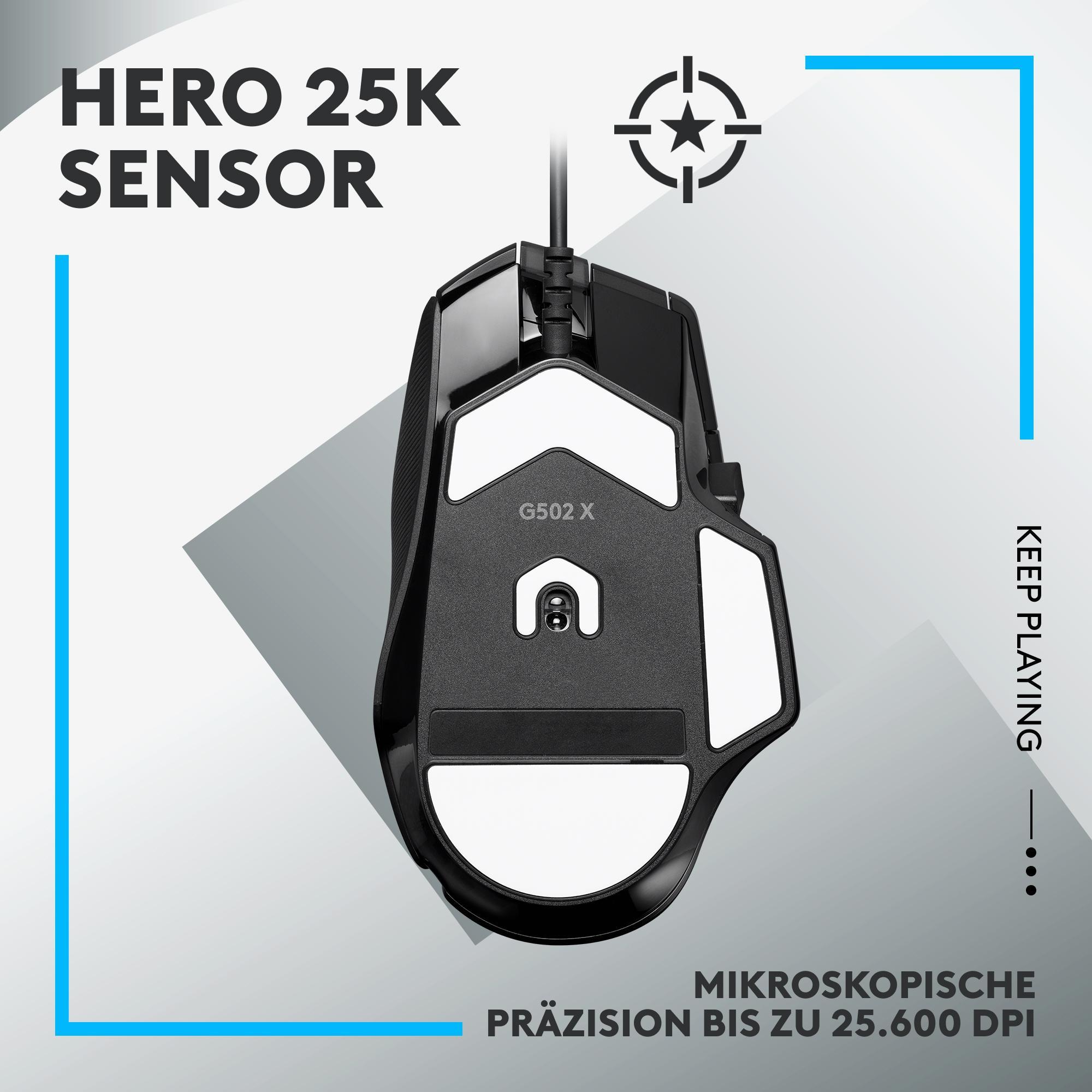 Logitech Bundle G502 X Gaming-Maus, Schwarz + Logitech G240 Gaming-Mauspad aus Stoff, Schwarz
