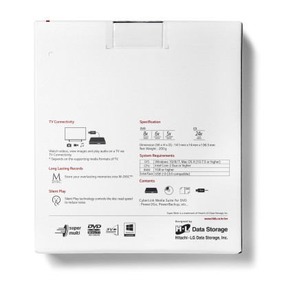 LG HLDS GP57EB40 DVD-RW-EX BK Externes DVD-Laufwerk (Extern, Silent Play, Jamless Play, M-Disc)