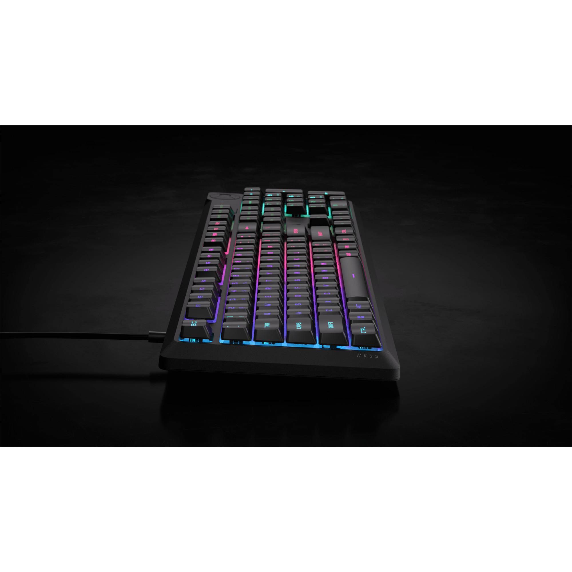 Corsair K55 CORE RGB mechanische Gaming-Tastatur, Schwarz (QWERTZ, DE-Layout)