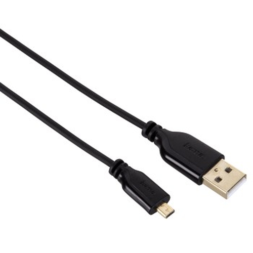 Hama 0.75m, USB2.0 Mini-B/USB2.0-A USB Kabel 0,75 m USB A Mini-USB B 0,48 Gbit/s Schwarz