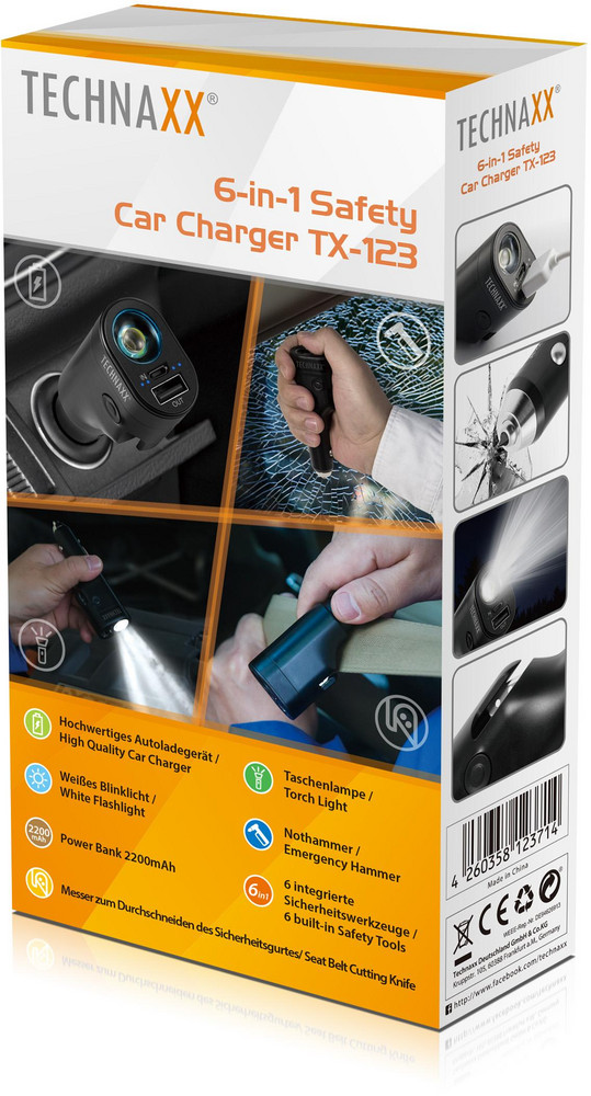  TECHNAXX 6-in-1 Safety Car Charger TX-123