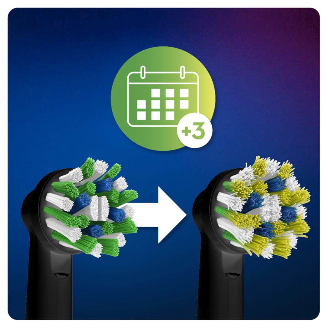  Oral-B Cross Action CleanMaximiser schwaz, 3 Stück Aufsteckbürsten (CleanMaximizer-Technologie)