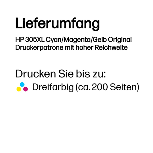 HP 305XL Cyan/Magenta/Gelb Original Druckerpatrone mit hoher Reichweite