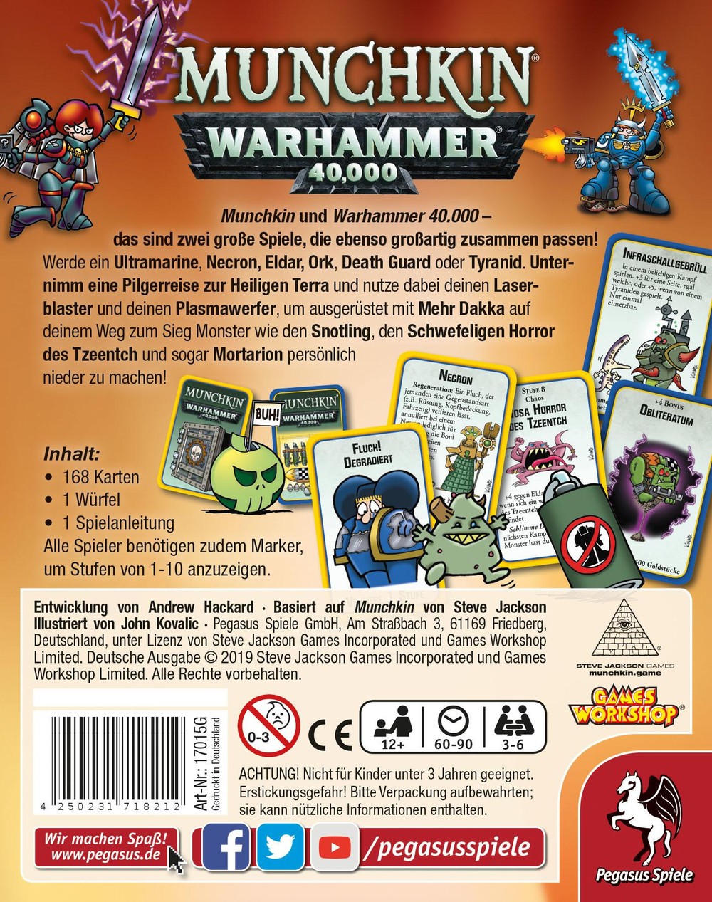  Pegasus Spiele Munchkin Warhammer 40.000 17015G Kartenspiel (ab 12 Jahre, 3 - 6 Spieler, 60 - 90 min)