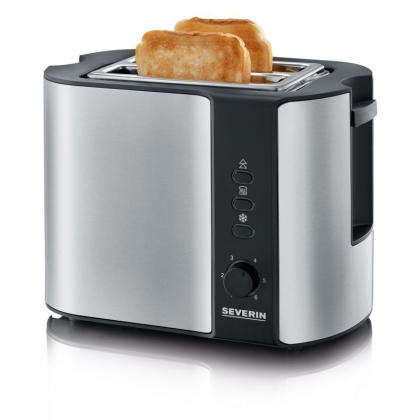 SEVERIN AT 2589 Toaster (2 Scheiben, 800W, Edelstahl, silber, Brötchenaufsatz, Auftaufunktion, Aufwärmfunktion)