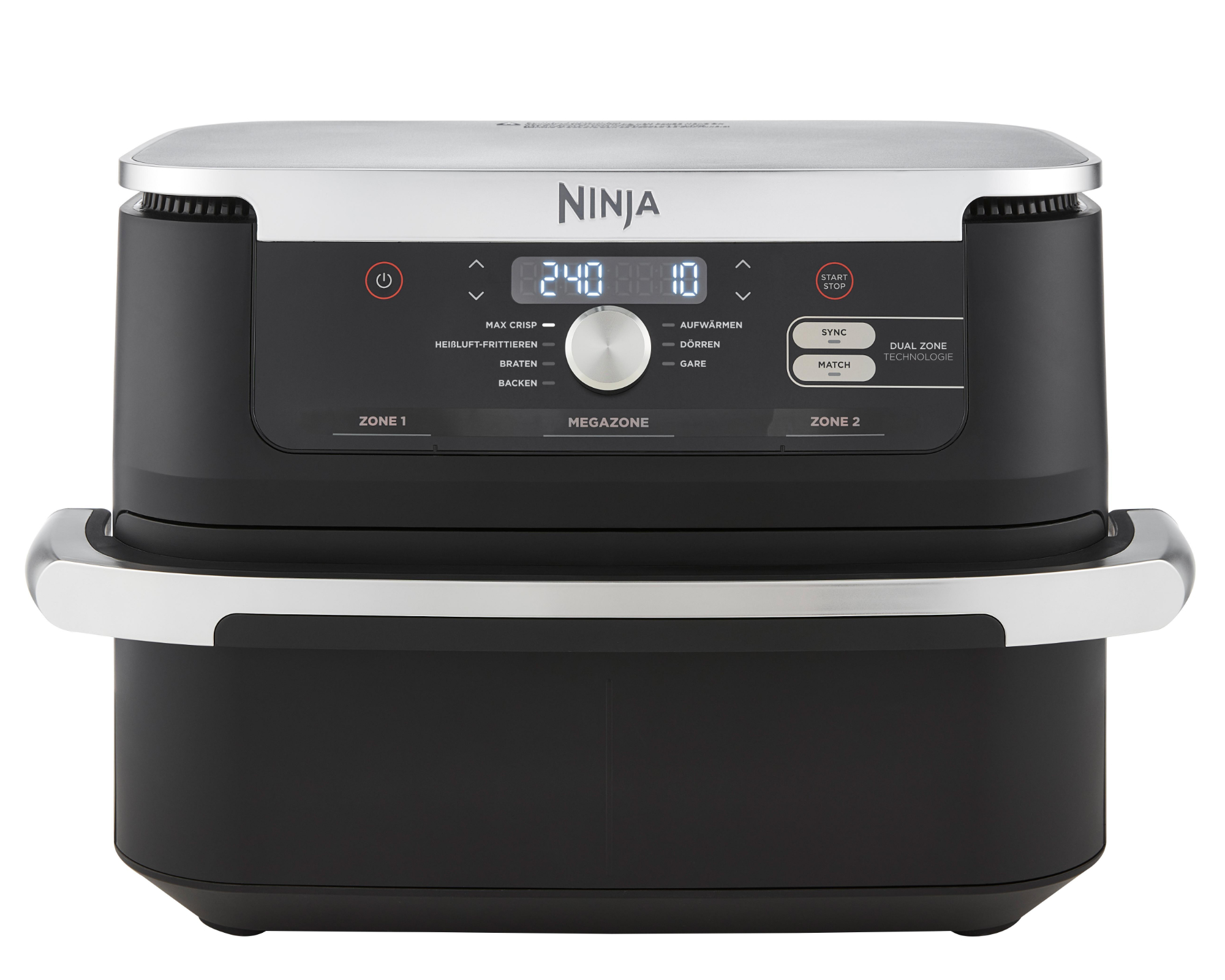 Ninja AF500EU Foodi FlexDrawer Heißluftfritteuse 10,4 l DualZone und MegaZone 7 Zubereitungsfunktionen Display 2470 Watt schwarz cover