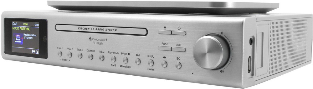 SOUNDMASTER DAB+-Küchenradio (unterbaufähig) UR2180SI silber (Unterbau, DAB+, UKW, CD, Bluetooth, USB, Aux In, Küchentimer)