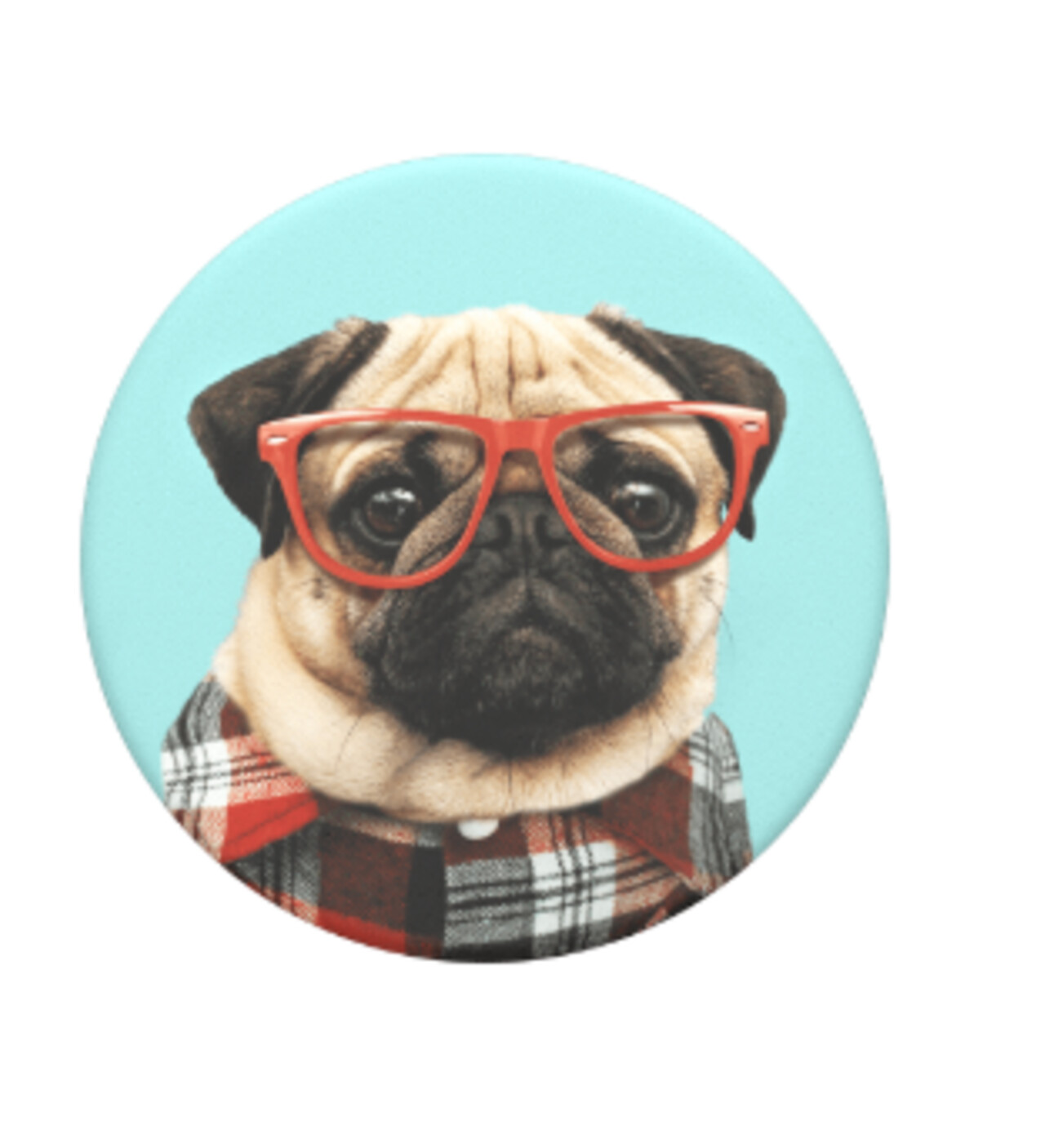  POPSOCKETS PopGrip White Heart Black (Mops mit Plaid und Sonnenbrille (austauschbares Design))