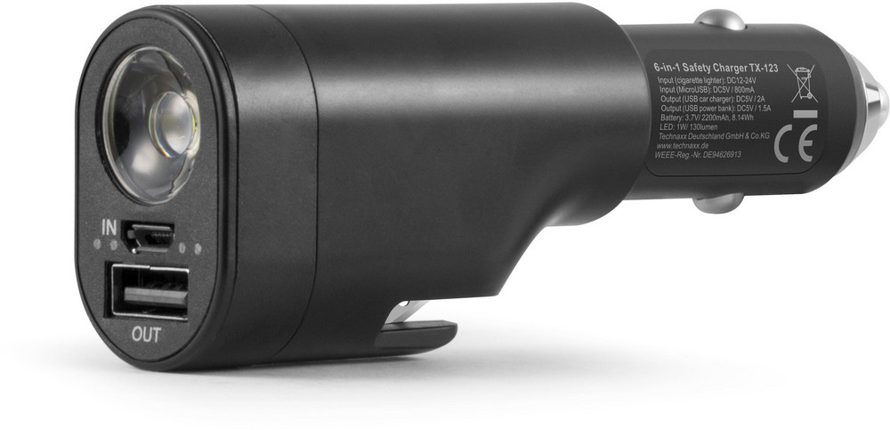  TECHNAXX 6-in-1 Safety Car Charger TX-123