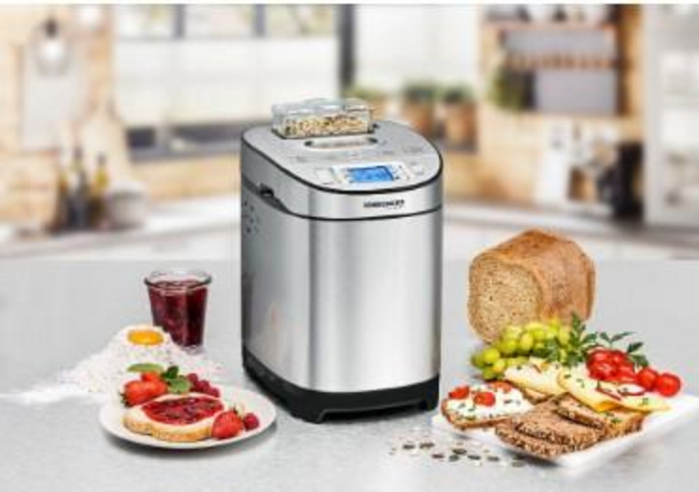  ROMMELSBACHER BA 550 Brotbackautomat (Edelstahl, 2 Liter Brotbackform, 13 Programme, Zutatenfach, LCD-Display, Warmhaltefunktion)
