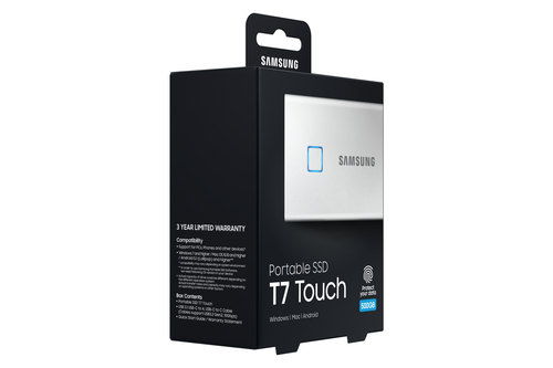 Samsung T7 Touch 500GB Portable SSD USB-C 3.1 silber UASP USBC SSD extern Samsung T7 Touch 500GB Portable SSD USB-C 3.1 silber UASP USBC SSD extern