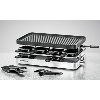 ROMMELSBACHER RC 1400 Raclettegrill (1200W, 8 Pfännchen, Alu-Druckguss-Platte, Antihaftbeschichtung, stufenlos regulierbar)