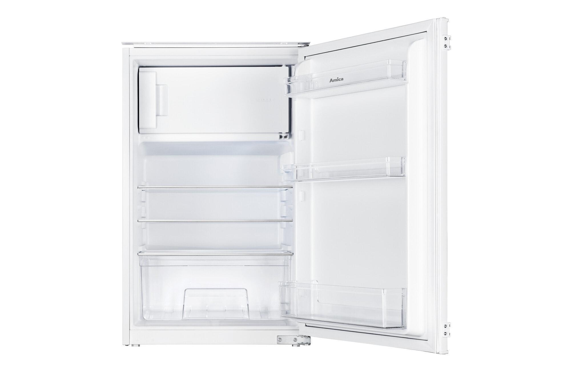 AMICA EKS 16171-1 Einbaukühlschrank mit Gefrierfach (Integrierbar, EEK E, 116 l Nutzinhalt, 54 cm Breite, 87,1 cm Höhe, Weiß)