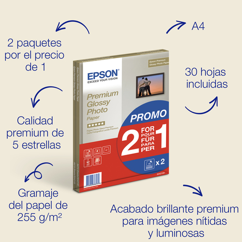 Epson A4 Premium Glossy Photo Paper 255 g/m2, 30 Blatt