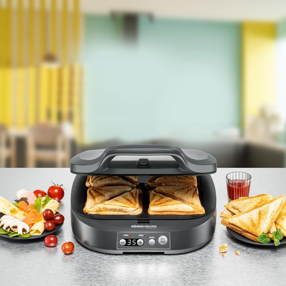  ROMMELSBACHER ST 1800 Sandwichmaker, 2 Sandwiches, 1800 Watt, Alu-Druckguss, Antihaftbeschichtung