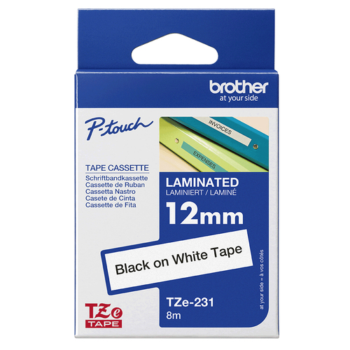 Brother TZE-231 Etiketten erstellendes Band Schwarz auf weiss