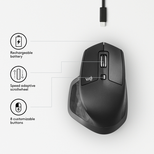 Logitech MX Master 2S Wireless Mouse Maus rechts RF Wireless + Bluetooth Laser 1000 DPI