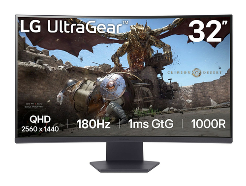 LG UltraGear 32GS60QX-B.AEUQ Schwarz 31,5 Zoll Curved WQHD 180 Hz 1 ms (HDMI, DisplayPort, neigbar, HDR, AMD FreeSync, VESA Adaptive Sync)