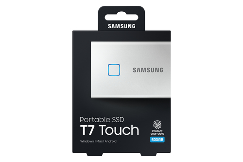Samsung T7 Touch 500GB Portable SSD USB-C 3.1 silber UASP USBC SSD extern Samsung T7 Touch 500GB Portable SSD USB-C 3.1 silber UASP USBC SSD extern