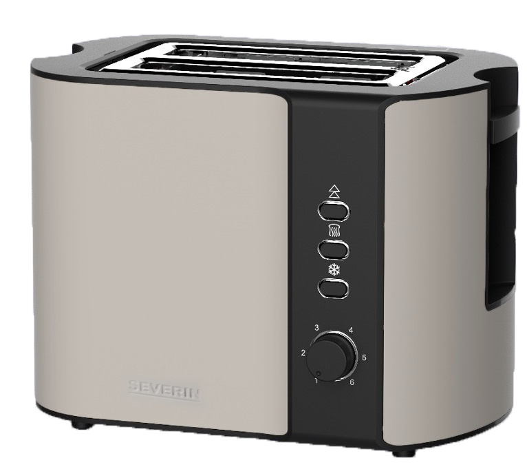 SEVERIN AT 9576 Toaster (Edelstahl, 2 Scheiben, 800 W, beige, Brötchenaufsatz, Auftaufunktion, Aufwärmfunktion)