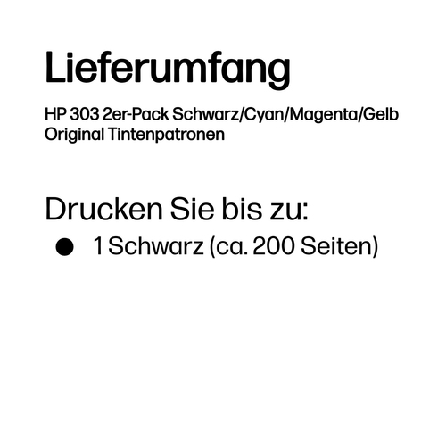 HP 303 2er-Pack Schwarz/Cyan/Magenta/Gelb Original Tintenpatronen