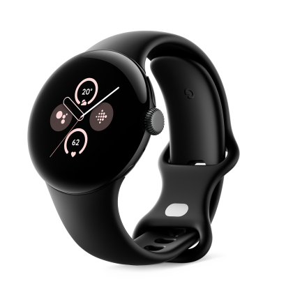 Google Pixel Watch 2, WiFi, Aluminiumgehäuse in Matte Black / Sportarmband in Obsidian Smartwatch