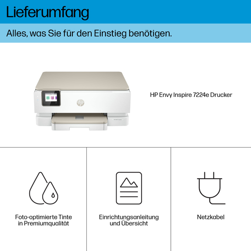 HP ENVY Inspire 7224e Wireless All-in-One Farbe Drucker, Instant Ink; Kopierer, Scanner