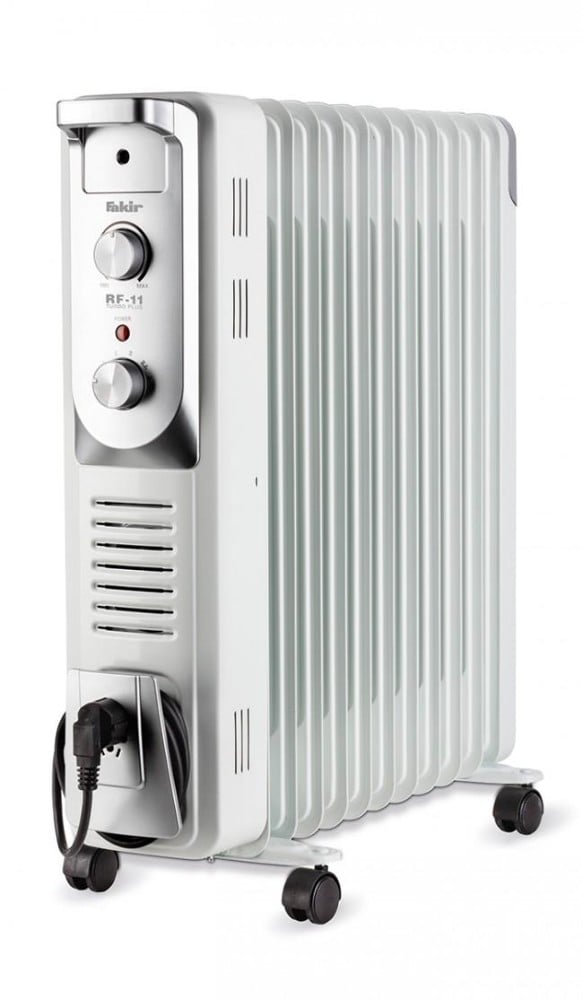  Fakir Ölradiator RF-11 Turbo Plus, bis 2900 W, 4 Heizstufen, 11 Heizrippen, Turbo-Gebläse, Thermostat, Frostschutz, Tragegriff, Rollen