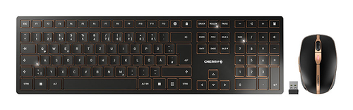 CHERRY DW 9100 SLIM Tastatur Maus enthalten Universal RF Wireless + Bluetooth QWERTZ Deutsch Schwarz