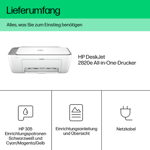 HP DeskJet 2820e Wireless All-in-One Farbe Drucker, Instant Ink; Kopierer, Scanner