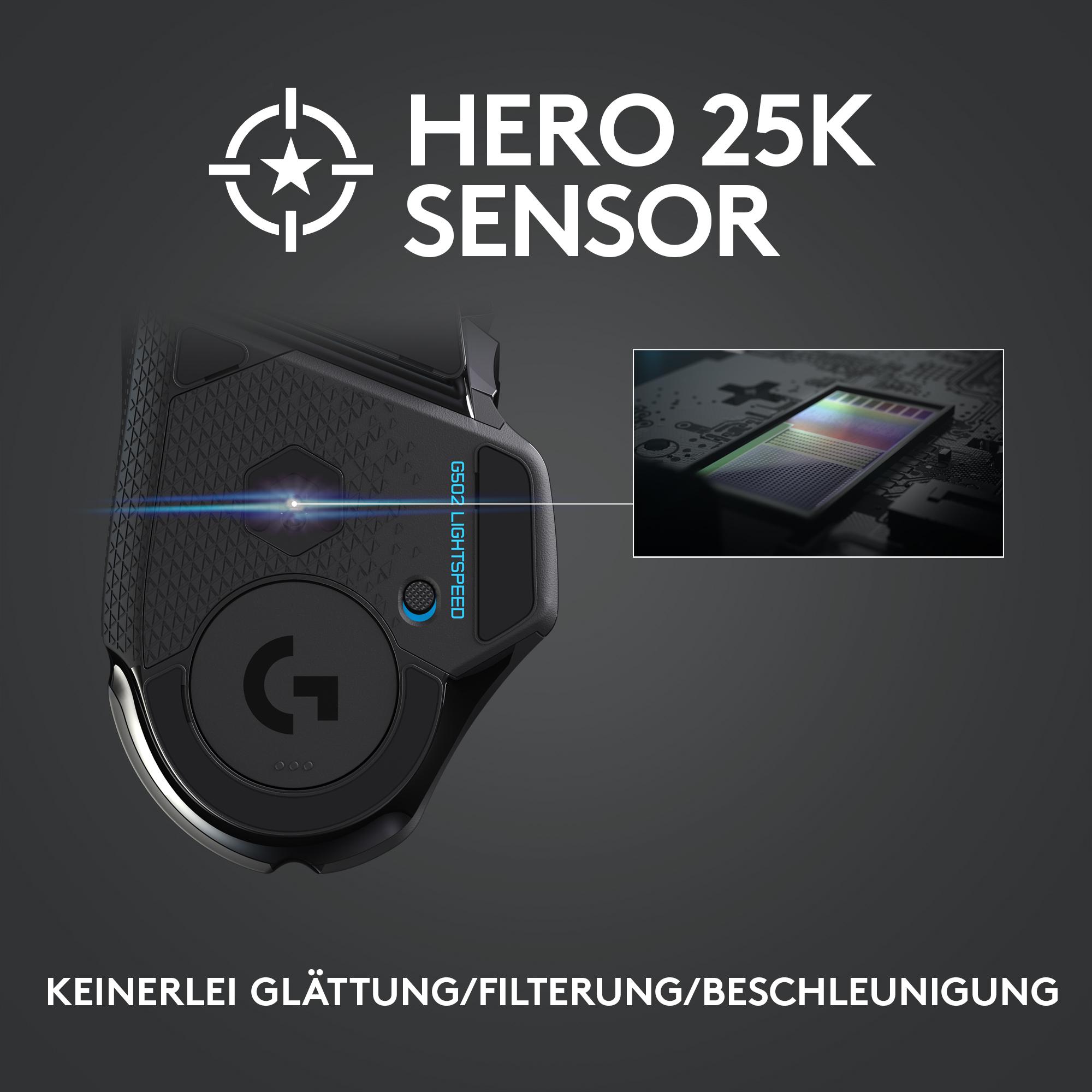 Logitech G502 Lightspeed Gaming-Maus (schwarz / kabellos / 16000 dpi / Bluetooth)