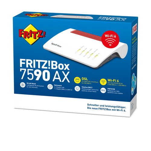 FRITZ!Box 7590 AX WLAN-Router Gigabit Ethernet Dual-Band (2,4 GHz/5 GHz) Weiß