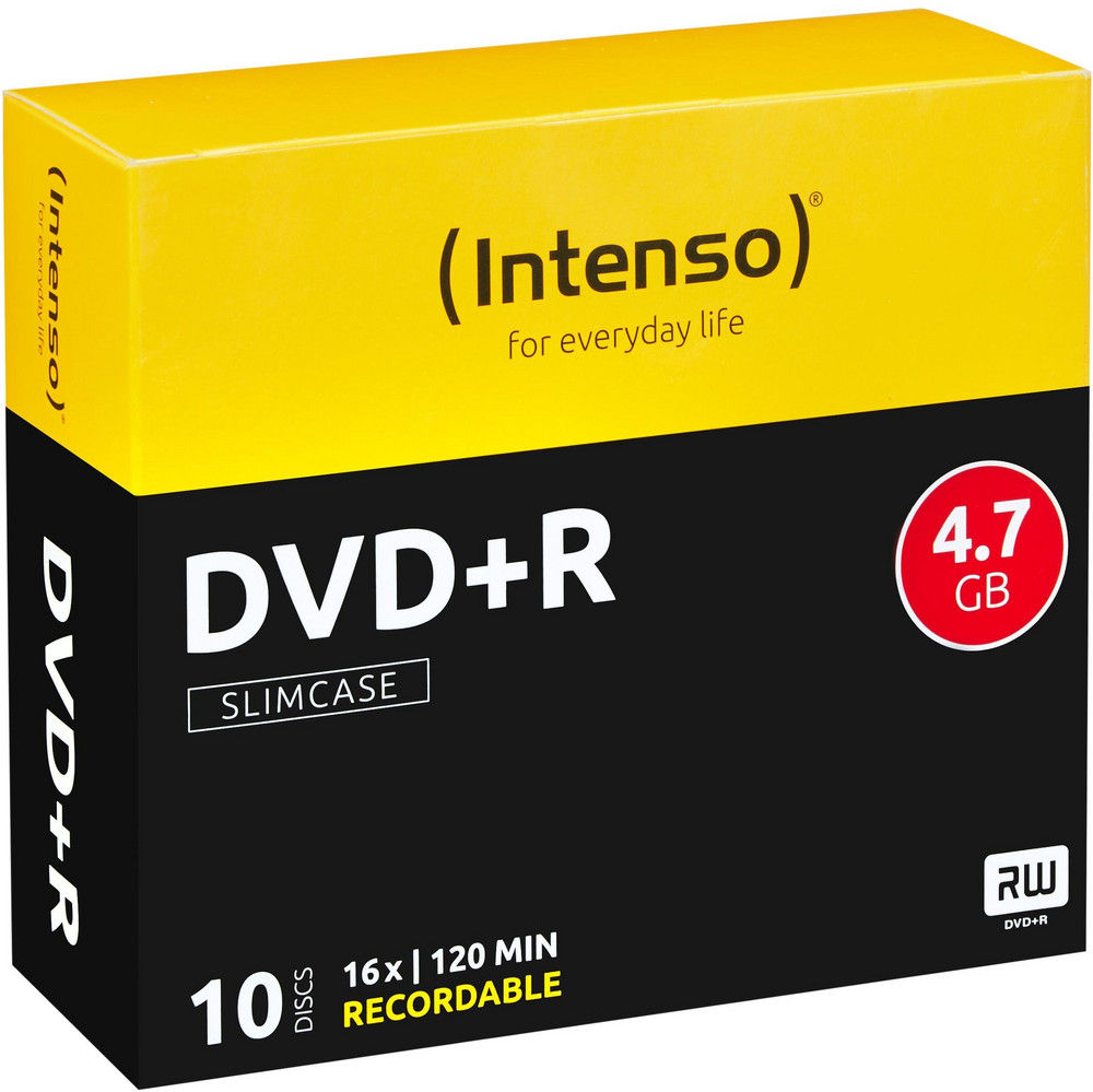  INTENSO DVD+R 4,7GB,16x, 10er Slimcase DVD-Rohlinge (DVD+R, 4,7 GB, 16x, 10er)