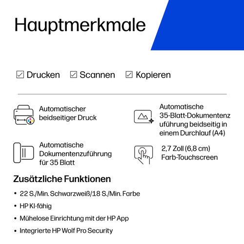 HP OfficeJet Pro 9720e Wireless All-in-One Farbe Drucker, Beidseitiger Druck; Kopierer, Scanner