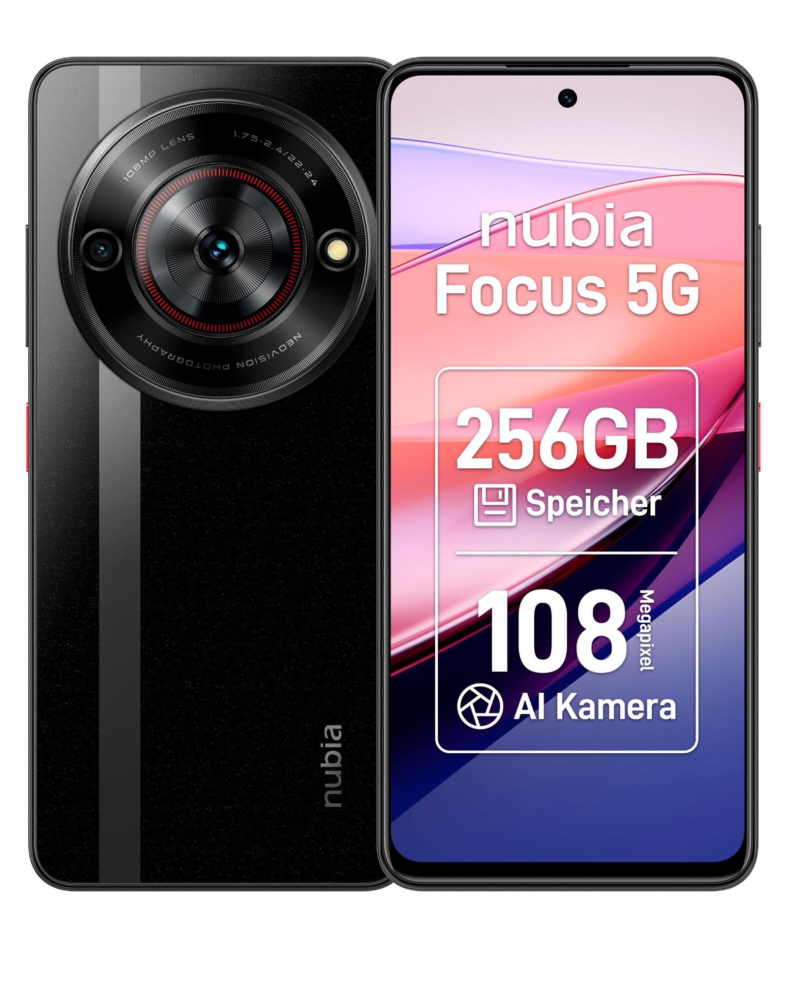 Nubia Focus 5G 256 GB Black Smartphone (6,6 Zoll, 108 MP, Dual-Kamera, 5.000-mAh, Octa-Core, Fingerabdrucksensor, Gesichtserkennung, schwarz) Nubia Focus 5G 256 GB Black Smartphone (6,6 Zoll, 108 MP, Dual-Kamera, 5.000-mAh, Octa-Core, Fingerabdrucksensor, Gesichtserkennung, schwarz)