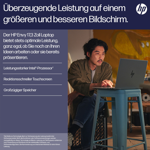 HP ENVY 17-cw0606ng Intel® Core™ i7 i7-13700H Laptop 43,9 cm (17.3") Full HD 16 GB DDR4-SDRAM 1 TB SSD Wi-Fi 6E (802.11ax) Windows 11 Home Silber