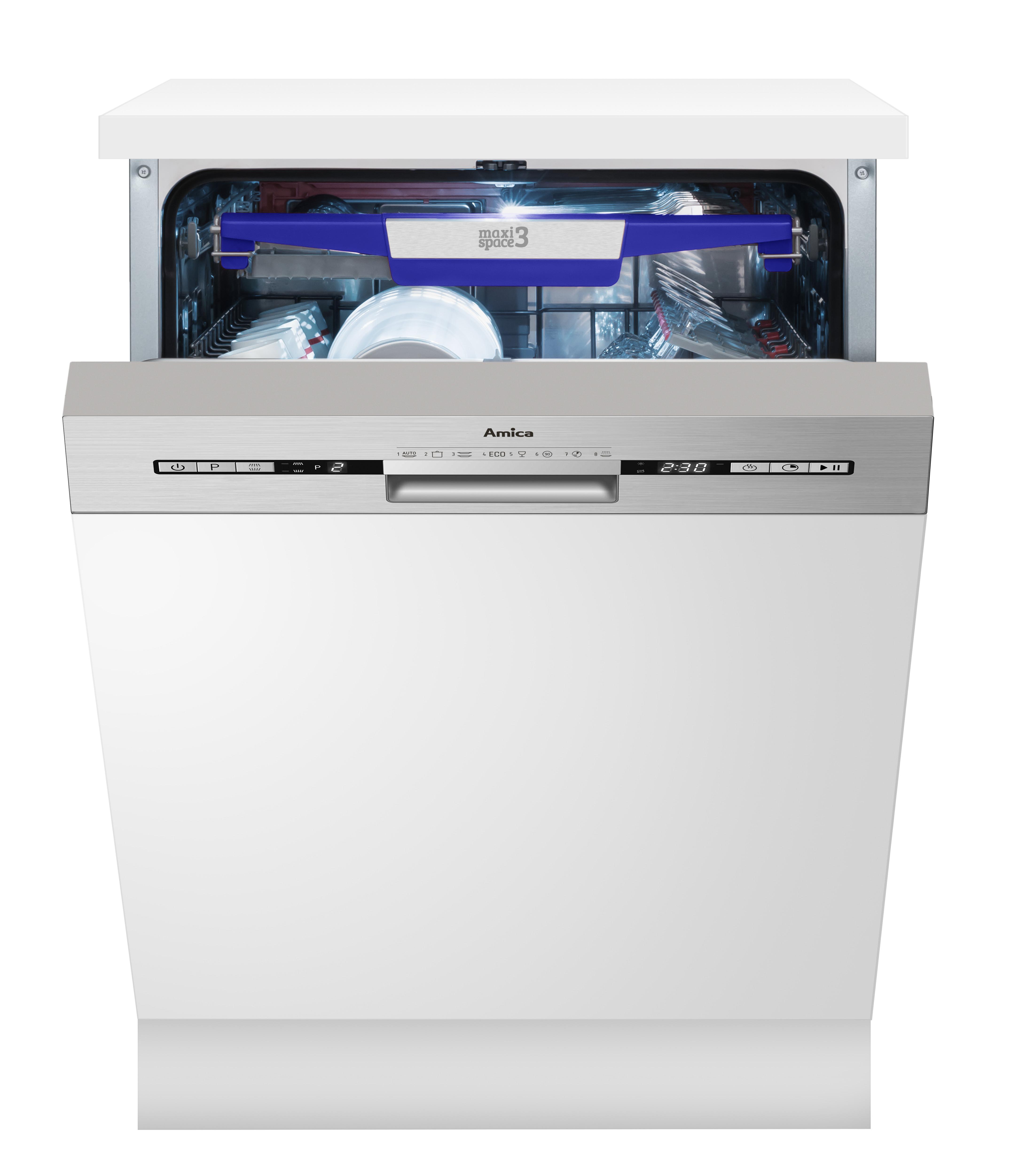 AMICA EGSP 576 910 E Einbau-Geschirrspüler integriert 60 cm (D, Flex Besteckschublade, 14 Maßgedecke, 44 dB, AquaStop, Edelstahl)