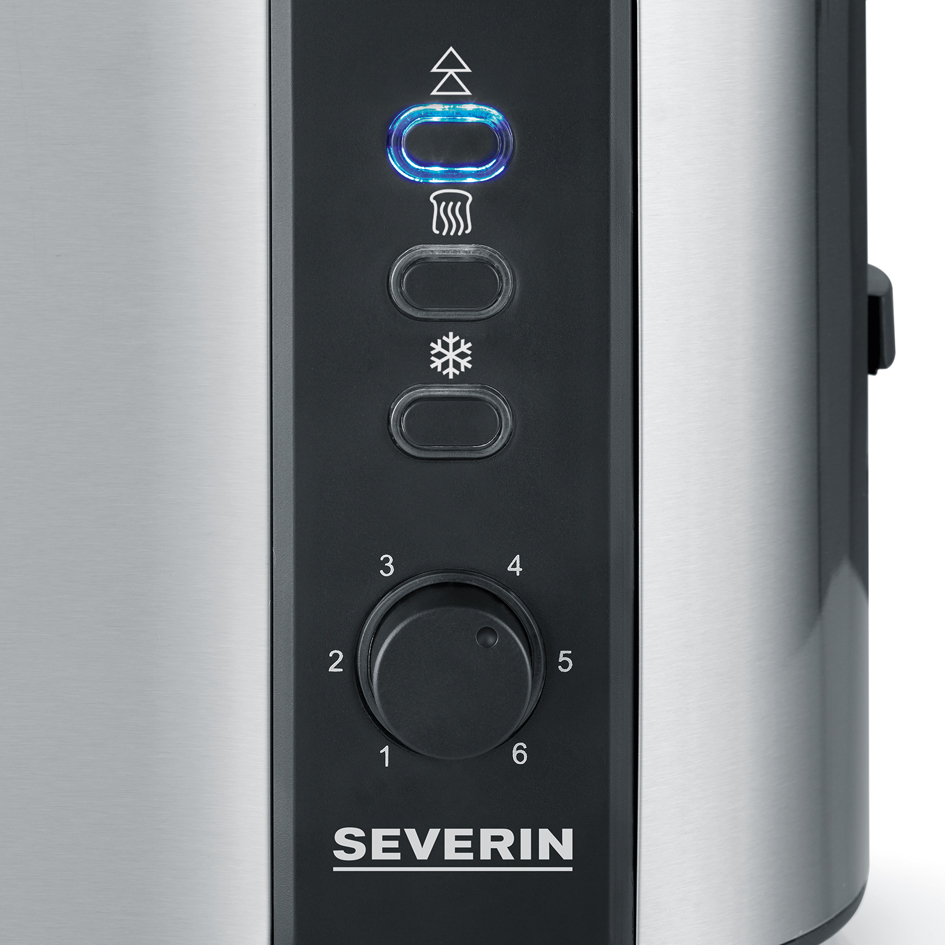 SEVERIN AT 2589 Toaster (2 Scheiben, 800W, Edelstahl, silber, Brötchenaufsatz, Auftaufunktion, Aufwärmfunktion)