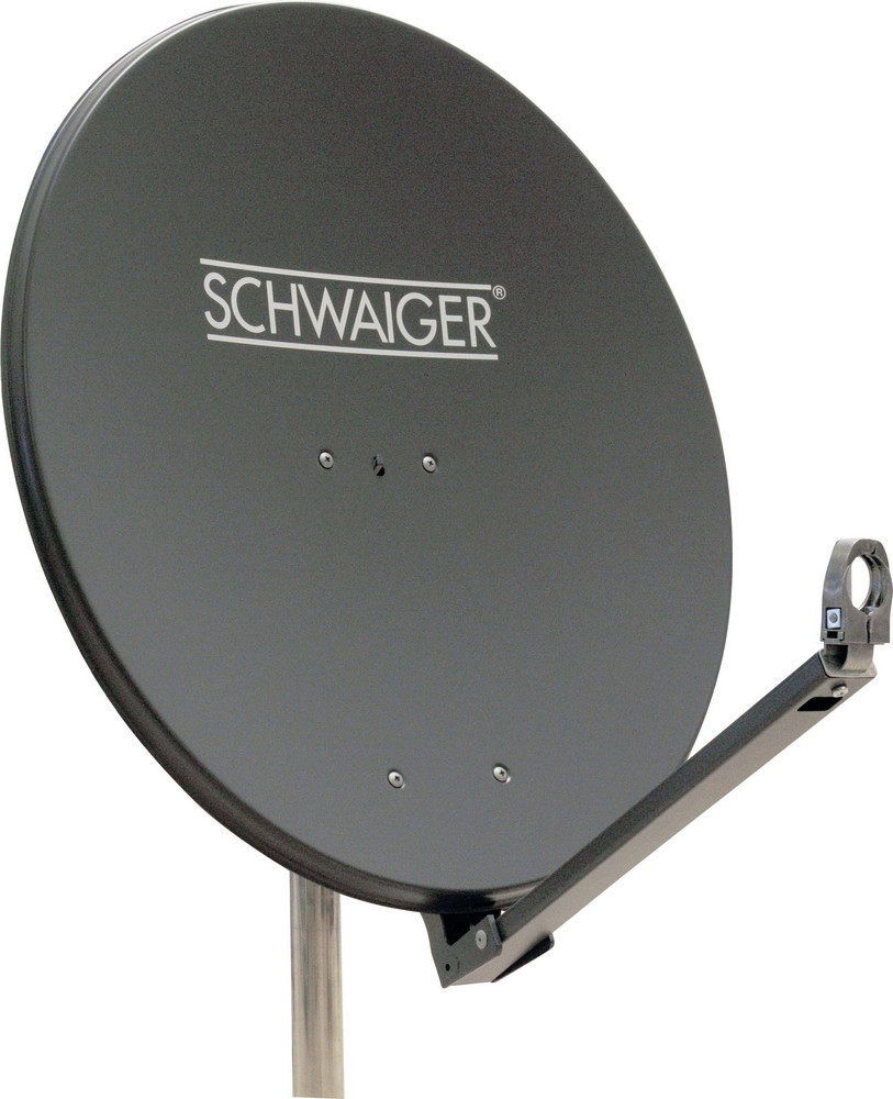 Schwaiger SPI710.1 Aluminium - Anthrazit Satellitenschüssel 80 cm (Camping Koffer, Single LNB, Anschlusskabel, Montagematerial)