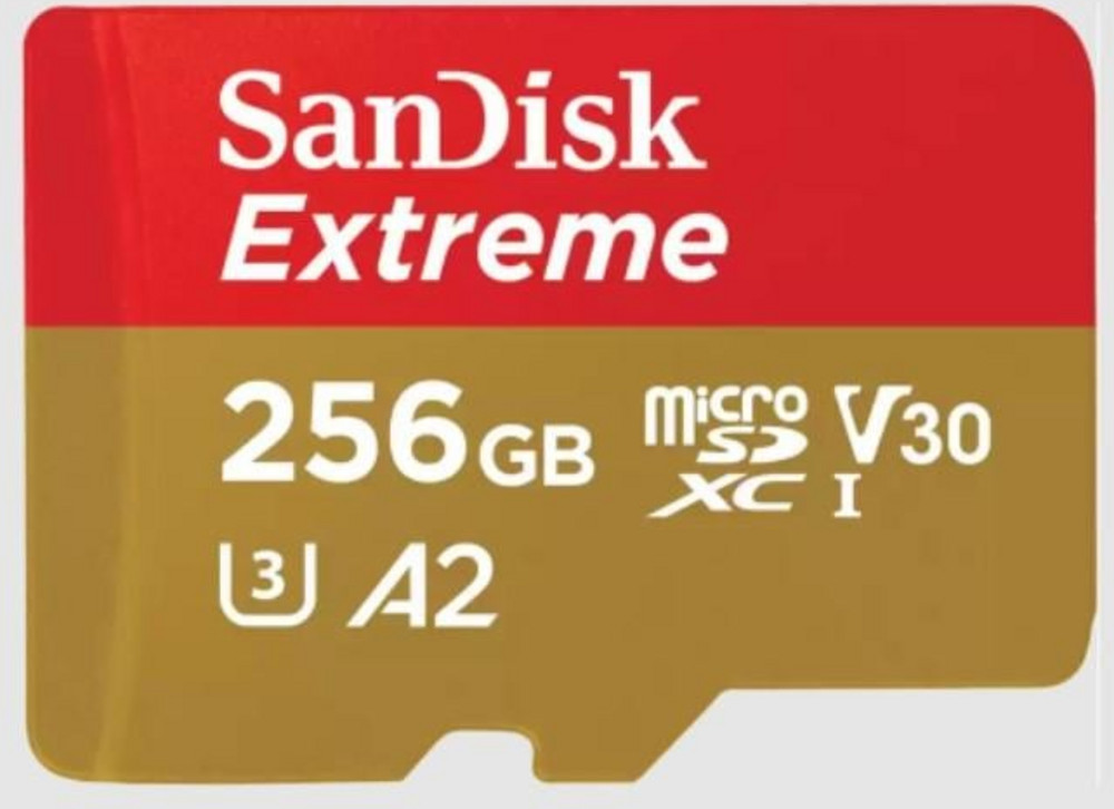  SanDisk microSDXC Extreme 256GB (R190MB/s) + Adapter, + 1 Jahr RescuePRO Deluxe (UHS-I U3, Class 10, V30, A2)