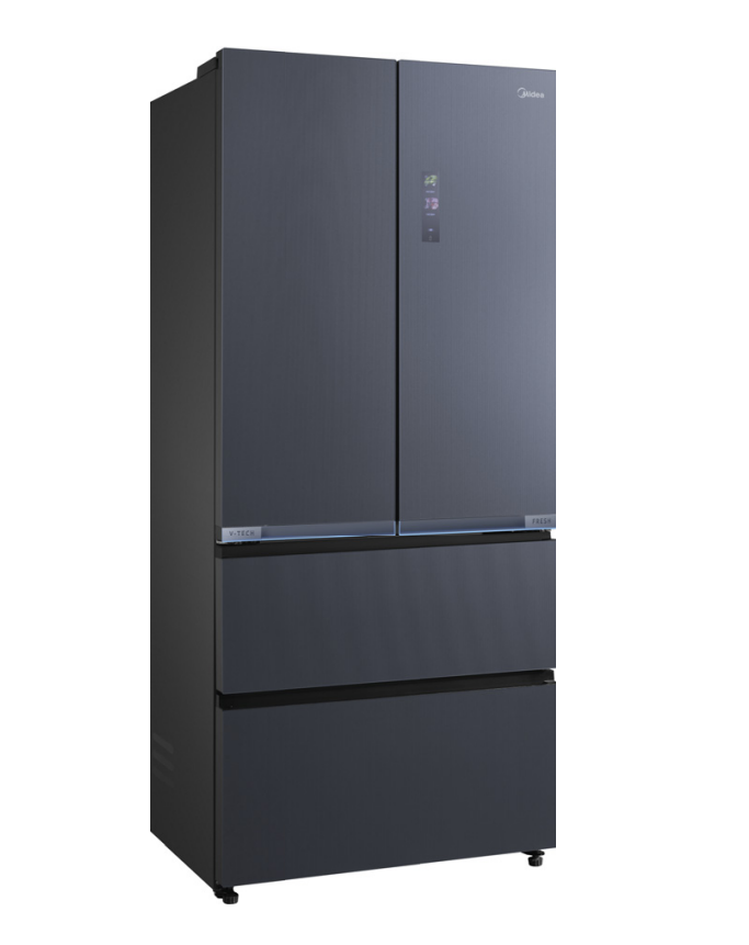 Midea MDRF705BIE70 Kühl-Gefrier-Kombination (freistehend, French-Door, 515 l Nutzinhalt, FrischeZone, Display, Total NoFrost, 2 Gefrierschubladen, Schwarz)