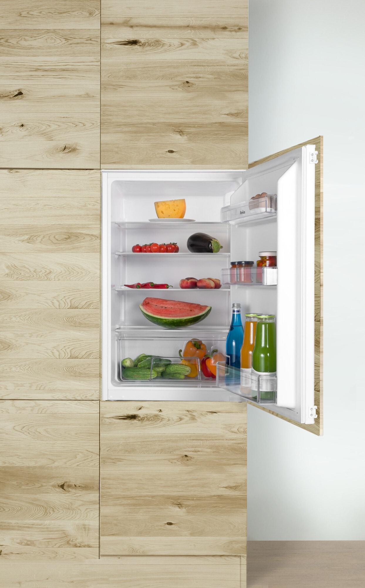 AMICA EVKS 16172-1 Einbaukühlschrank ohne Gefrierfach (Integrierbar, EEK E, 135 l Nutzinhalt, 54 cm Breite, 87,1 cm Höhe, Weiß)