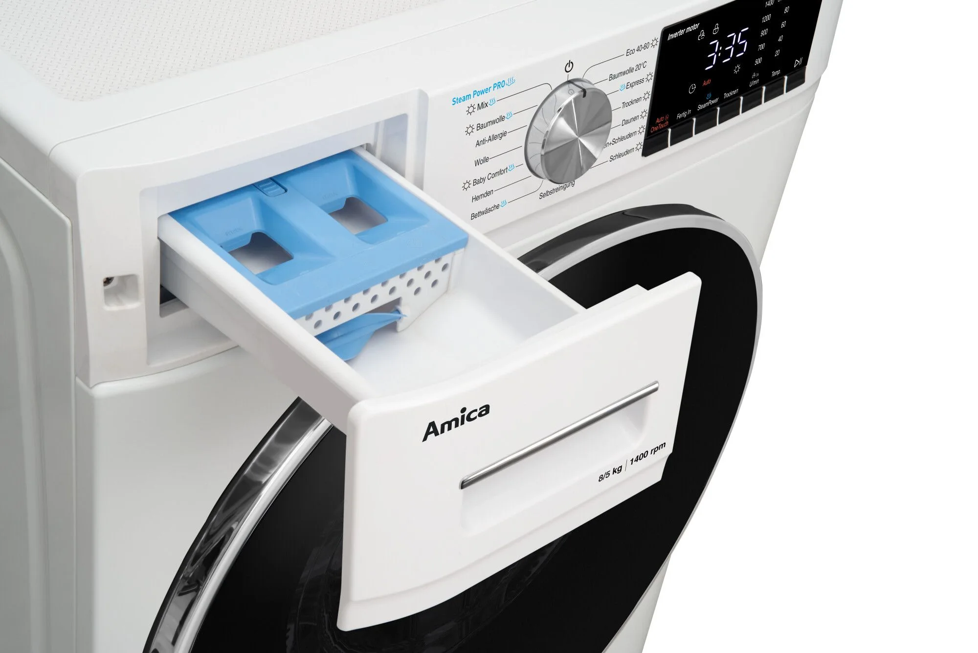 AMICA WAT 404 050 Waschtrockner (Frontlader, freistehend, E, 8 kg + 5 kg, 1.400 U/Min)