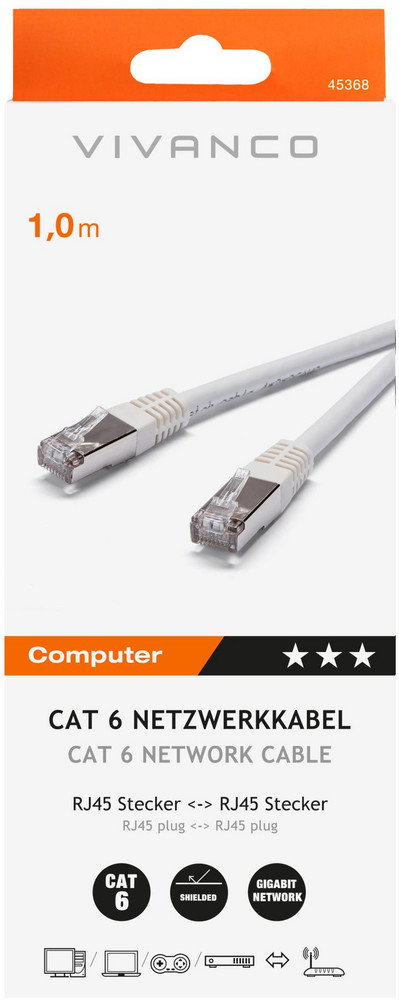  VIVANCO CAT6 Netzwerkkabel, 1m