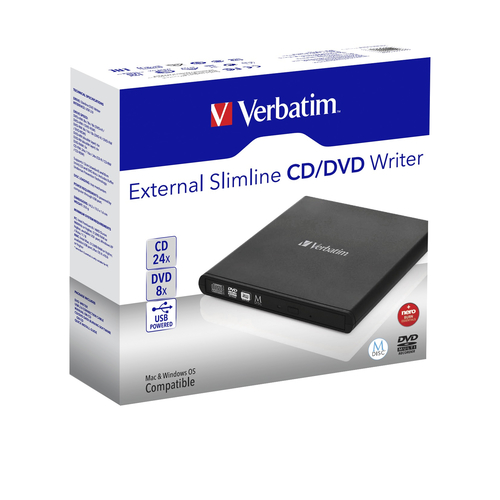 Verbatim Slimline CD/DVD Optisches Laufwerk DVD-RW Schwarz
